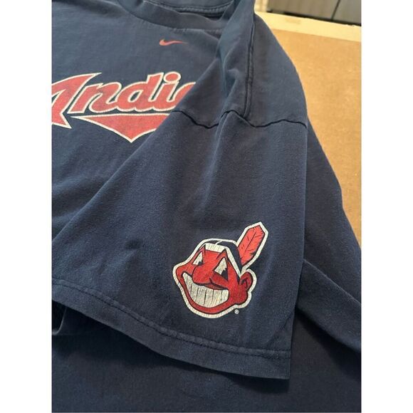 Vintage Nike Center Check Cleveland Indians MLB Chief Wahoo Mens Shirt XL - Picture 5 of 10
